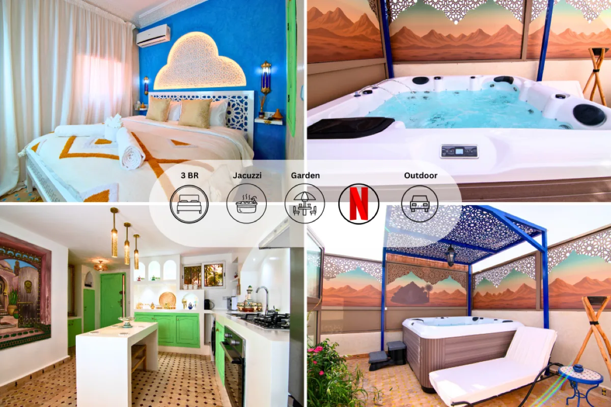 Luxury Riad Marrakech • 3BR • Rooftop & Jacuzzi